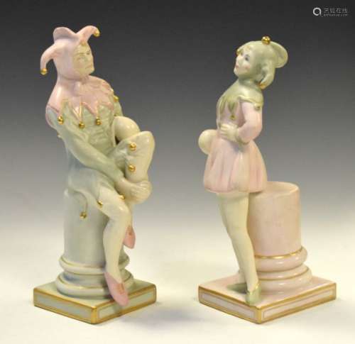Royal Doulton - The Jester HN.3922 No.92 of 950, together with Lady Jester HN.3924 No.381 of 950 (