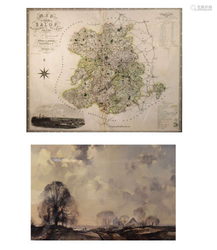 19th Century Map of the County of Salop (Shropshire) by C. and J. Greenwood, from an Actual Survey