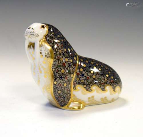Royal Crown Derby Russian walrus paperweight, 11cm high, boxed