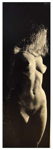 Retro photographic print - Silhouette of a naked female, 94cm x 29.5cm
