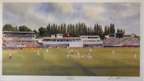 Cricket Interest - Terry Harrison (modern) - Signed limited edition print - Edgbaston, 20cm x