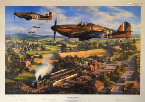 Signed limited edition print after Nicolas Trudgian, artist's proof 30/100 'Tangmere Hurricanes',