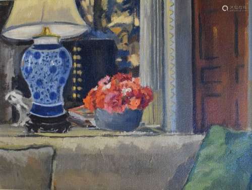 Michael Tree (20th Century) - Oil on canvas - 'Corner of Drawing Room, Shute House, Wiltshire', 29cm