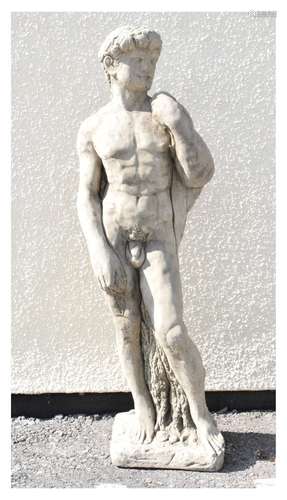 Composite stone figure of a classical male nude, 113cm high