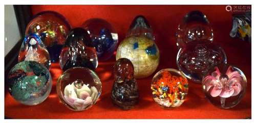 Collection of various glass and one globe design paperweight