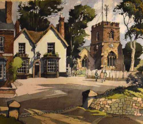 James Priddey, RBSA (Birmingham 1916-1980) - Old Church Road, Harborne, Watercolour, signed lower