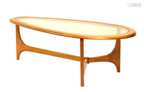 Modern Design - Stonehill 'State Room' retro occasional table of teardrop design with inset glass