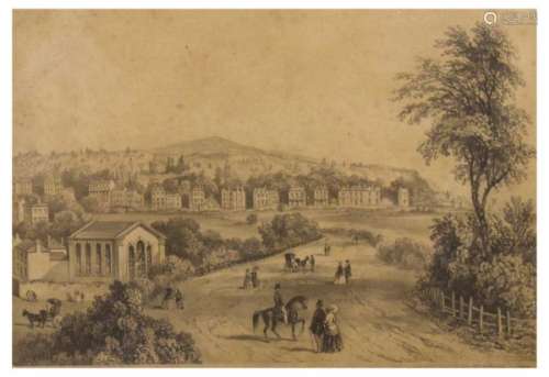 Local Interest - 19th Century engraved print - 'Clevedon Hall from Belle Vue Road', 29.5cm x 25cm,