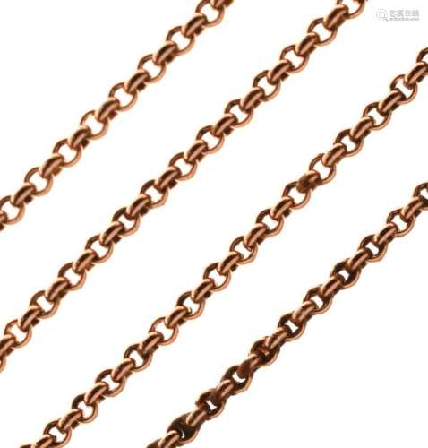 9ct gold belcher link long chain, 51cm long, 20.8g approx