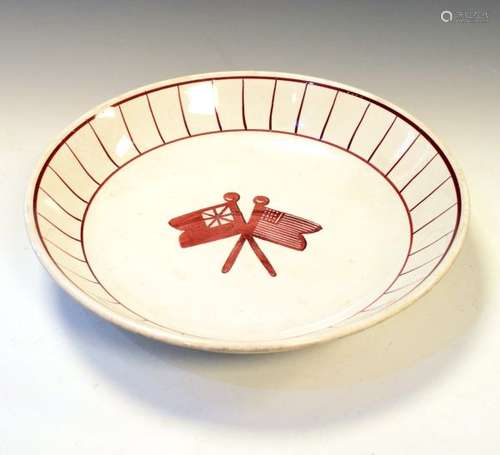 Commemorative Societe Ceramique Maestricht large red and white decorated ceramic bowl with British