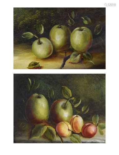 English School (Late 19th/early 20th Century) - Oil on board - Pair of still-lives of fruit,