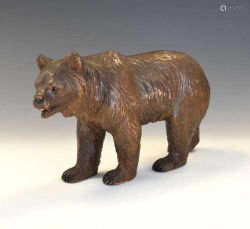 Early 20th Century Black Forest carved softwood model of a standing bear, 24.5cm long x 16cm high