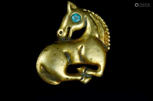 GILT AND DECORATED HORSE FIGURE