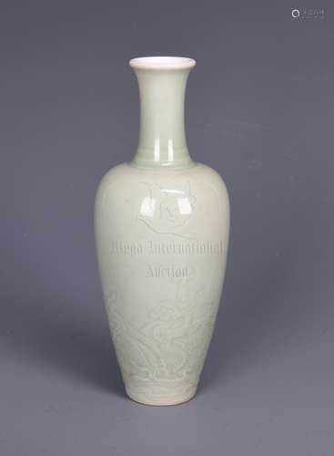 CELADON GLAZED AND IMPRESSED 'DRAGON' VASE