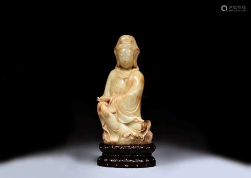 WHITE JADE CARVED GUANYIN