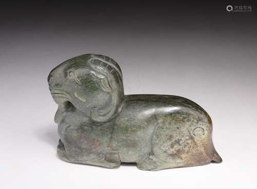 CARVED JADE 'RAM' FIGURE