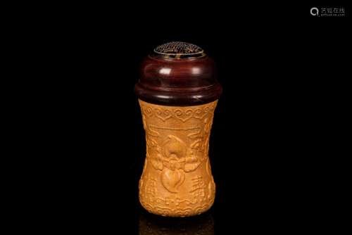 GOURD CARVED BOTTLE WITH COVER