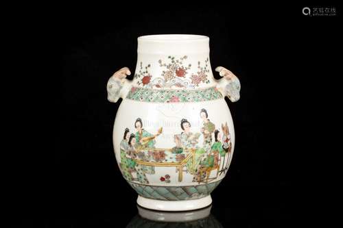 FAMILLE ROSE 'LADIES' JAR WITH HANDLES