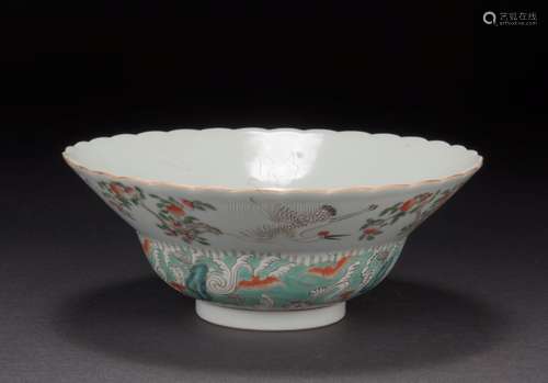 A CHINESE FAMILLE-ROSE 'CRANE' BOWL