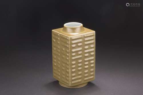 A TEA DUST GLAZED SQUARE VASE