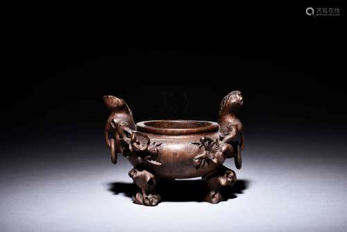 A WELL CARVED BAMBOO CENSER
