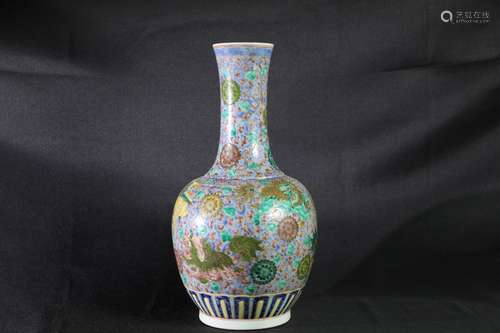 SANCAI BLUE GROUND 'MYTHICAL BEAST' VASE