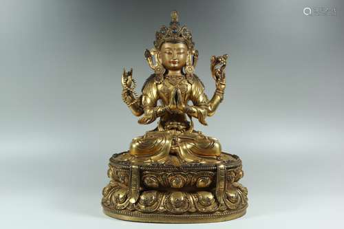 A Chinese Gilt Bronze Buddha