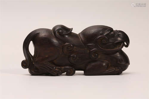 A Chines Carved Zitan Foo-Dog