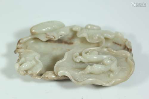 A Chinese Carved Jade Brush Washer