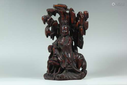 A Chinese Carved Wood Buddha