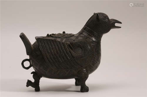 A Chinese Bronze Bird-Shape Incense Burner