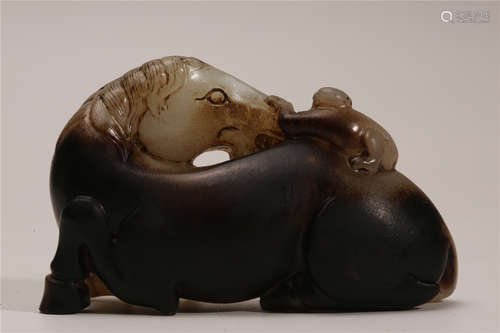 A Chinese Carved Jade Horse and Monkey