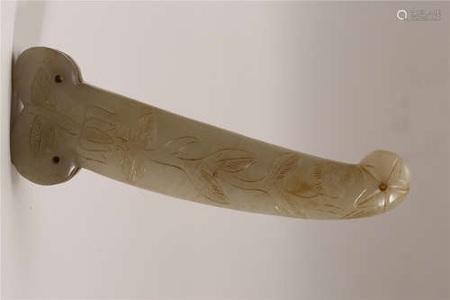 A Chinese Carved Jade Knife Handle