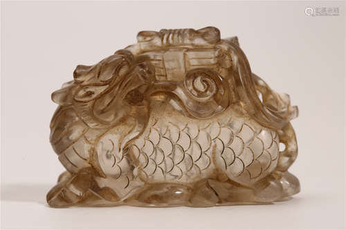 A Chinese Carved Crystal Foo-Dog