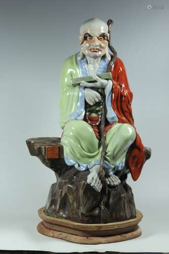 A Chinese Famille-Rose Porcelain Figure of Luohan