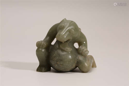 A Chinese Carved Jade Bear