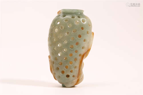 A Chinese Carved Jade Incense Case