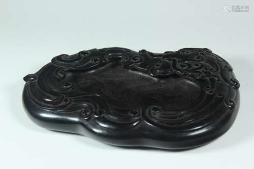 A Chinese Carved Zitan Brush Washer