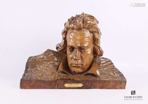 RUFFATO E. Buste de Beethoven Sculpture en bois Si…