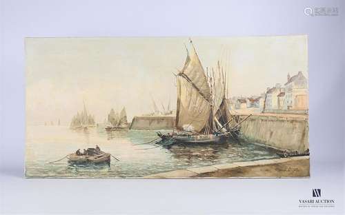 G. Luigi (XXème siècle) Le port de Concarneau Huil…