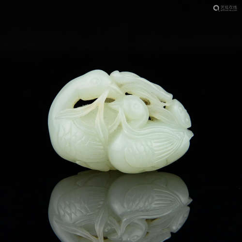 A Chinese Carved Jade Crane