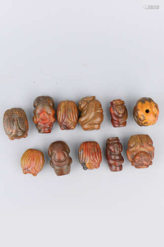 A Group of Chinese Carved Agate Decorations