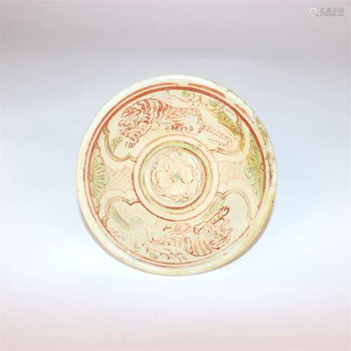 A Chinese Red and Green Glazed Porcelain Bowl