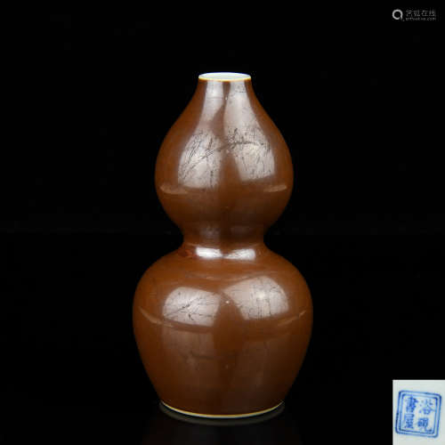 A Chinese Red Glazed Porcelain Double Gourd Vase