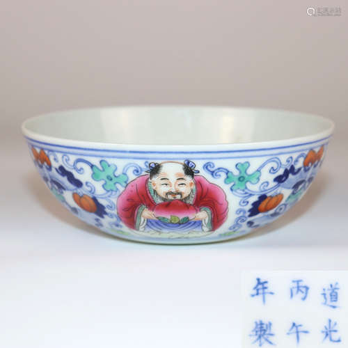 A Chinese Blue and White Famille-Rose Porcelain Bowl