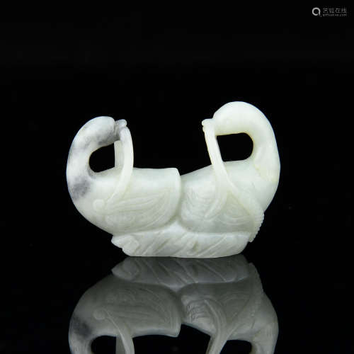 A Chinese Carved Jade Swan
