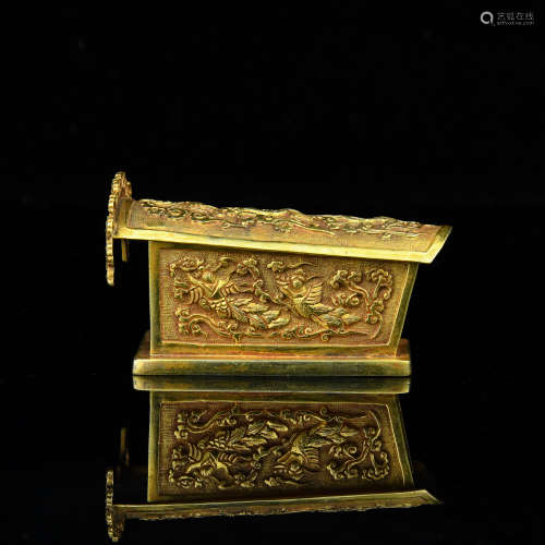 A Chinese Gilt Bronze Coffin