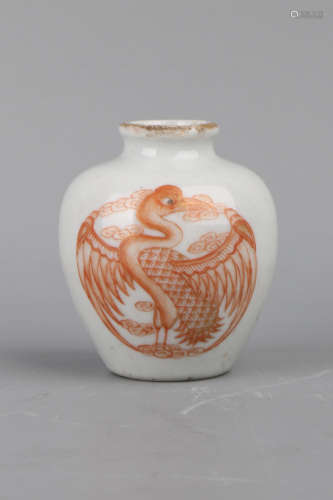 A Chinese Iron-Red Glazed Porcelain Water Pot