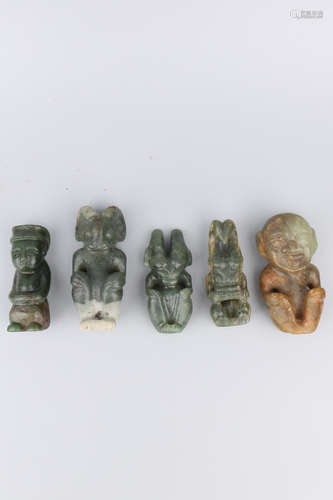 A Group of Chinese Caarved Jade Figure