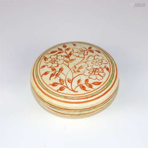 A Chinese Red and Green Glazed Porcelain Ink Pad